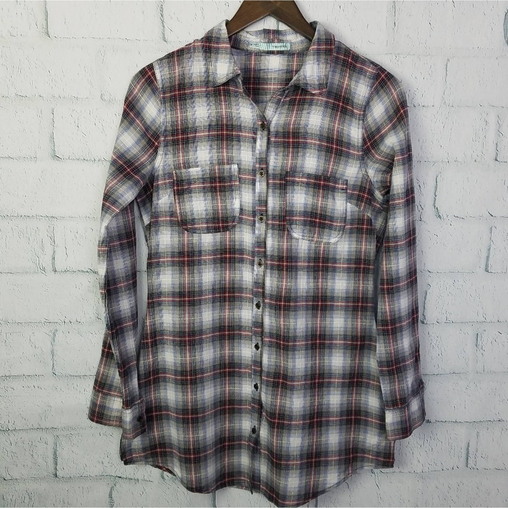 Maurices Womens Plaid 100% Cotton Long Sleeve Button Up Shirt Size Small